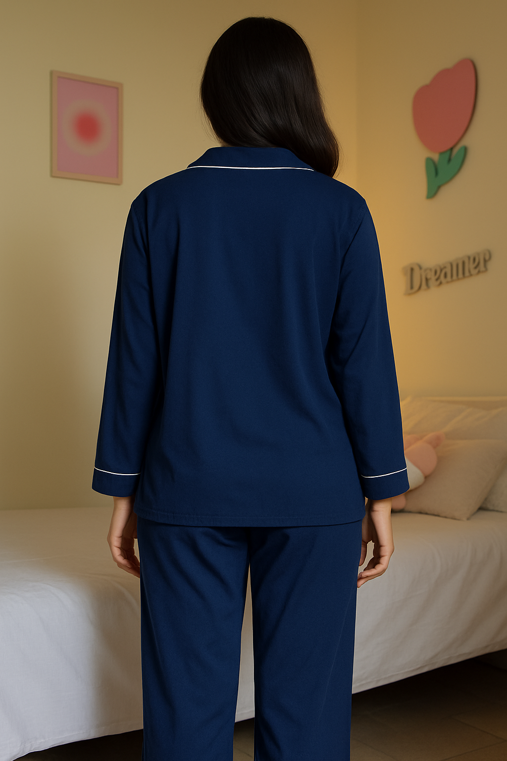 Navy Blue Solid Linen
